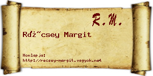 Récsey Margit névjegykártya