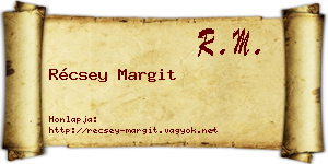 Récsey Margit névjegykártya